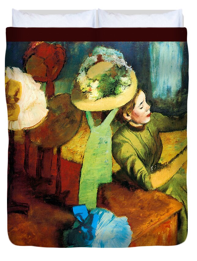 Degas Duvet Cover featuring the painting The Millinery Shop 1882 by Edgar Degas
