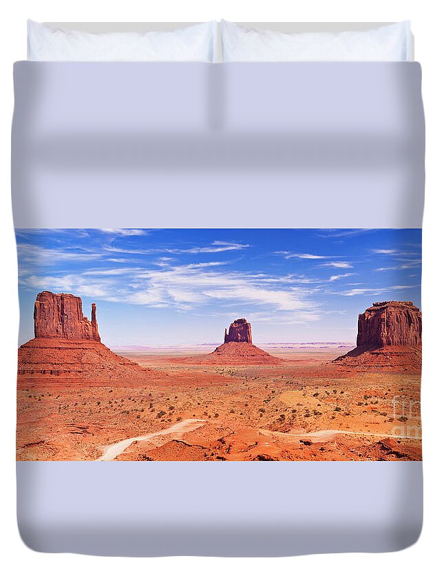 Monument Valley Duvet Cover featuring the photograph The Mittens, Monument Valley, Arizona, USA by Neale And Judith Clark