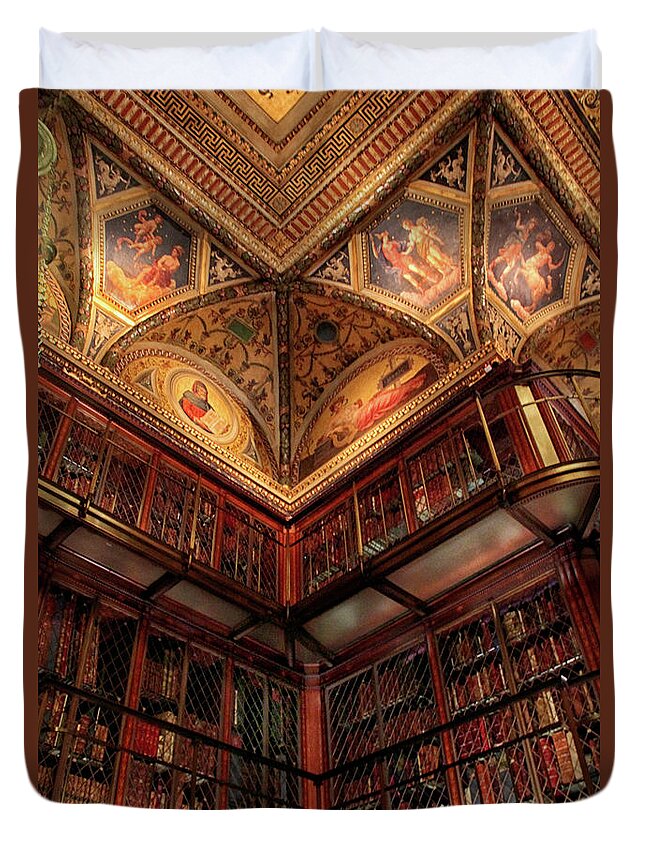 The Morgan Library Duvet Cover featuring the photograph The Morgan Library Corner by Jessica Jenney