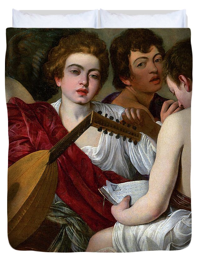 Musicians Duvet Cover featuring the painting The Musicians by Long Shot
