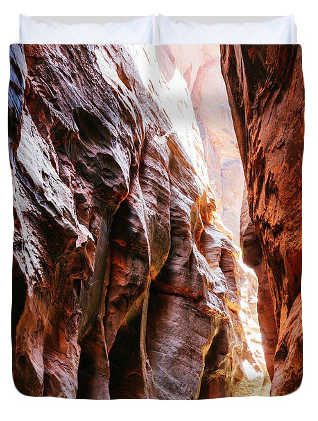 The Narows Duvet Cover featuring the photograph The Narrows, Zion by Matteo Colombo