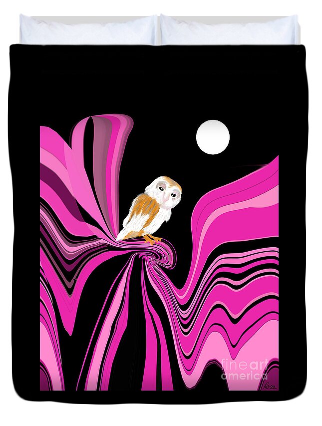 Night Owl Duvet Cover featuring the digital art The night owl by Elaine Hayward