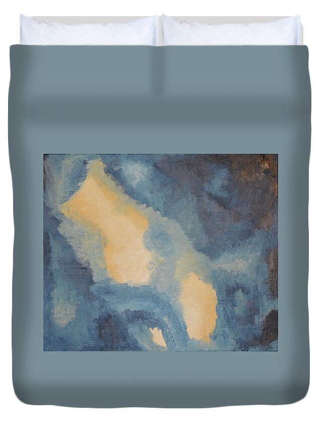 Blue Duvet Cover featuring the painting The Night Sky by Anita Hummel