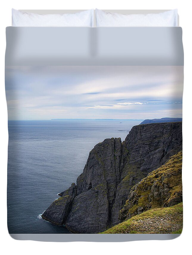 Coastal Landscape Duvet Cover featuring the photograph The North Cape's Steep Cliffs by Matthew DeGrushe