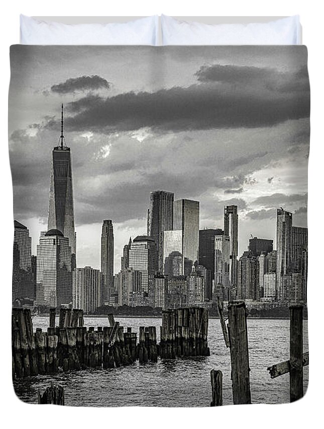 Liberty State Park Duvet Cover featuring the photograph The NYC Skyline by Penny Polakoff