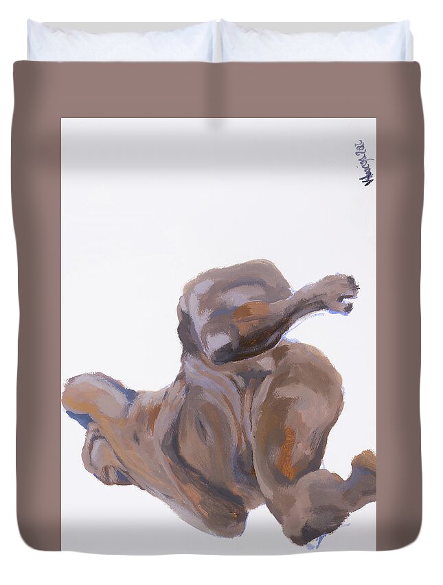 #paint Duvet Cover featuring the painting The Obese Man 3 by Veronica Huacuja