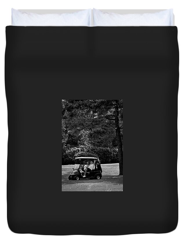 Black And White Duvet Cover featuring the photograph The Office by Frank J Casella