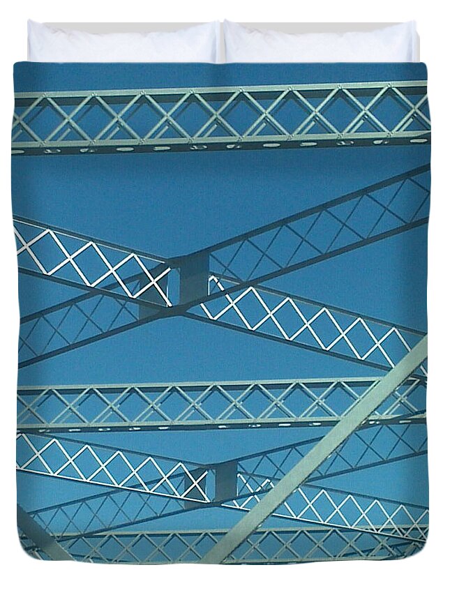 Bridge Duvet Cover featuring the photograph The Old Tappan Zee Bridge 2014 by Vicki Noble