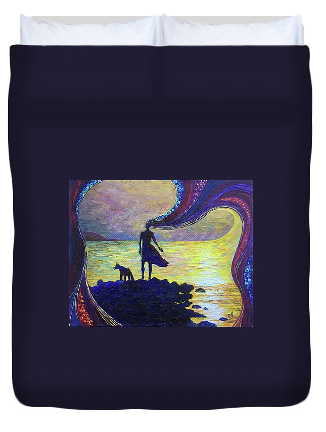 Russian Artists New Wave Duvet Cover featuring the painting The Outer is Manifestation of The Inner by Alina Malykhina