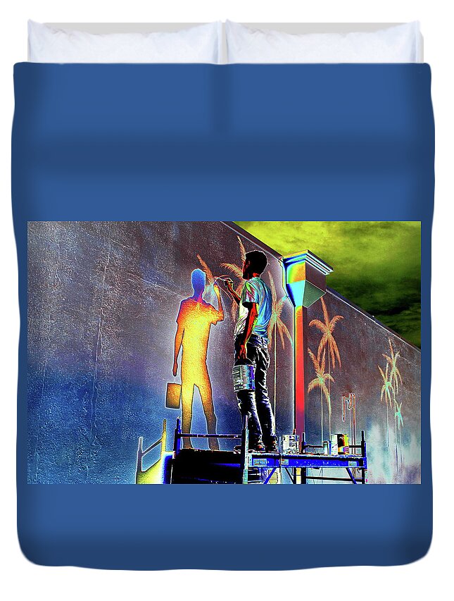 Paint Duvet Cover featuring the digital art The Painter by Larry Beat