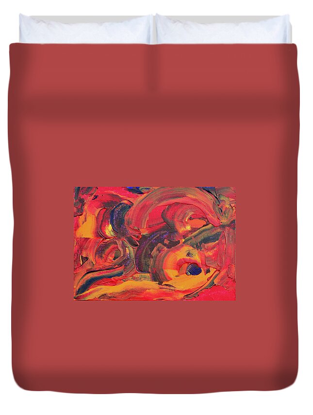 Red And Orange Duvet Cover featuring the painting The Path 1 by Teresa Moerer