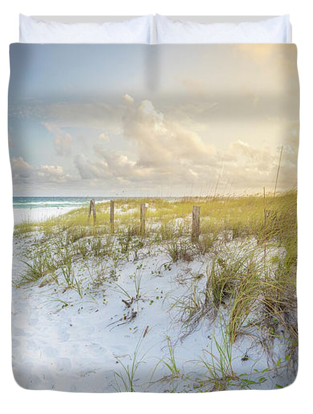 Beach Duvet Cover featuring the photograph The Path To The Seashore At Gulf Islands National Seashore Florida by Jordan Hill