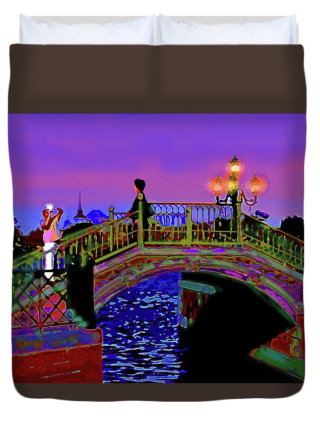 Disney World Duvet Cover featuring the painting The Photographer by CHAZ Daugherty