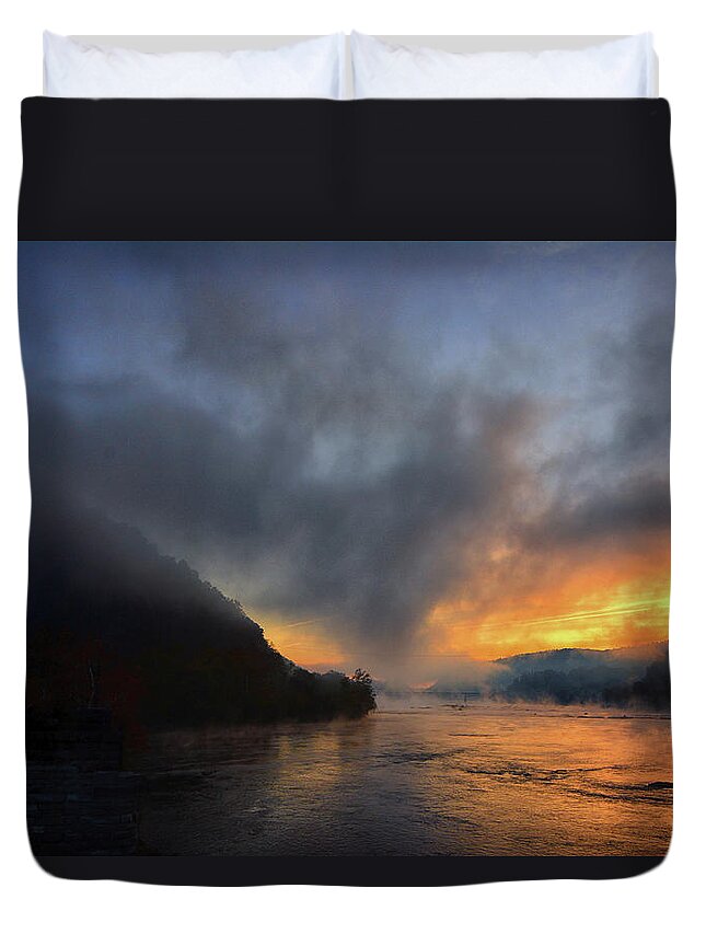 The Point Harpers Ferry At Sunrise Duvet Cover featuring the photograph The Point Harpers Ferry at Sunrise by Raymond Salani III