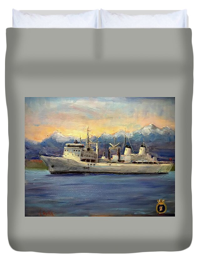  Duvet Cover featuring the painting The Protecteur by Ashlee Trcka