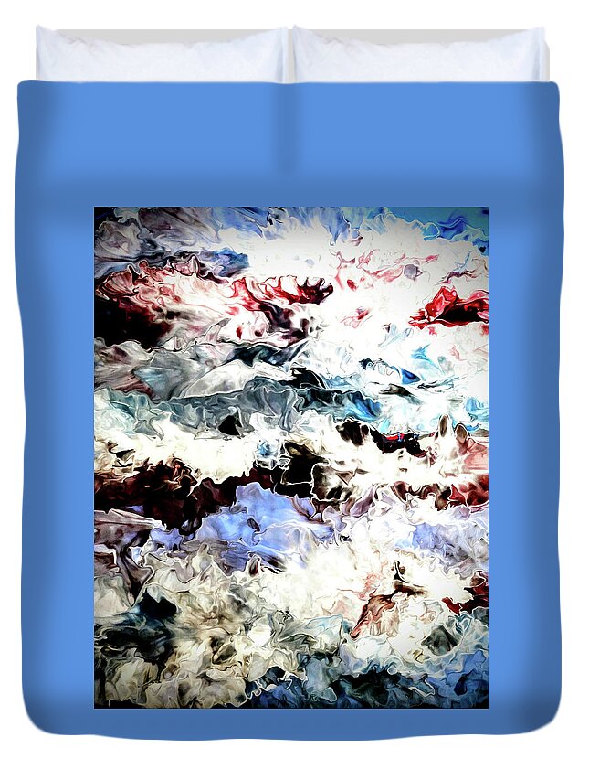 Water Duvet Cover featuring the painting The Rapids by Anna Adams