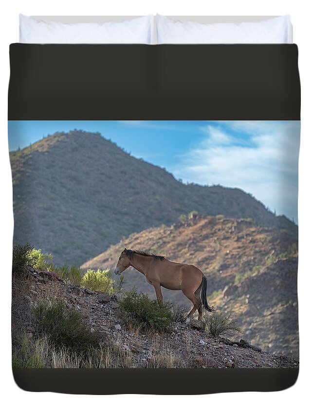 Stallion Duvet Cover featuring the photograph The Ridgeline. by Paul Martin