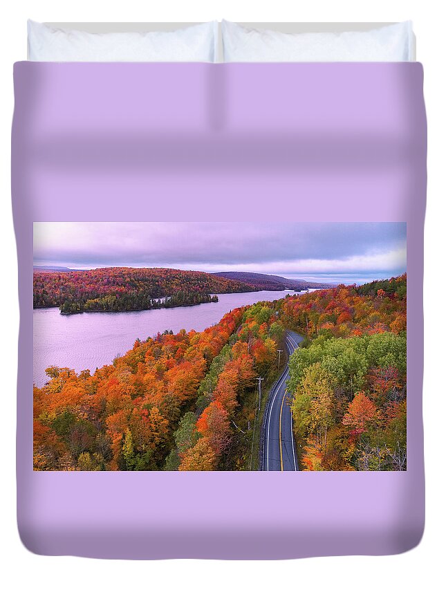 Vermont Duvet Cover featuring the photograph The Road to Norton Pond - October 2018 by John Rowe