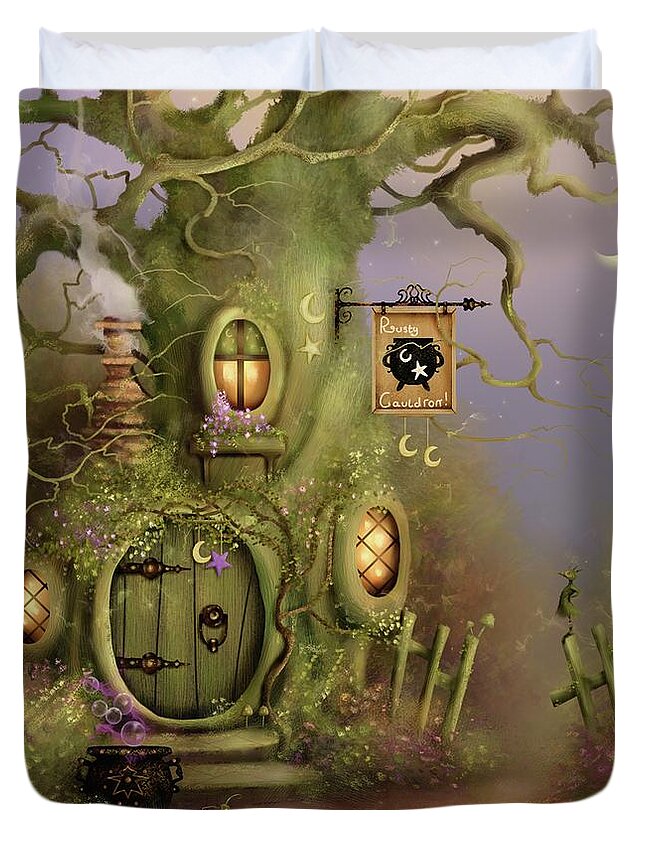 Fairies Duvet Cover featuring the painting The Rusty Cauldron by Joe Gilronan