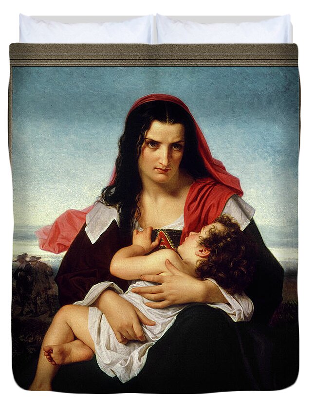 The Scarlet Letter Duvet Cover featuring the painting The Scarlet Letter by Hugues Merle by Rolando Burbon