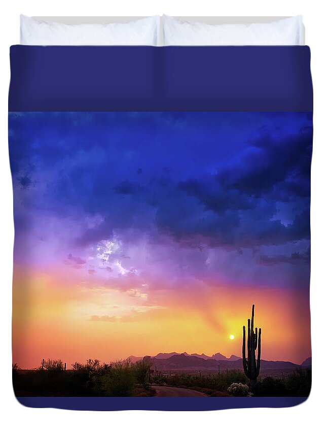 American Southwest Duvet Cover featuring the photograph The Scent of Rain by Rick Furmanek