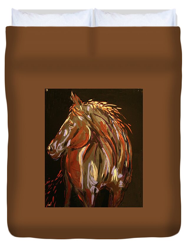 Horse Duvet Cover featuring the painting The Sentenial by Marilyn Quigley