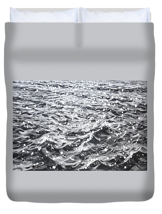 Silence Duvet Cover featuring the painting The silence of the ocean 2. by Iryna Kastsova