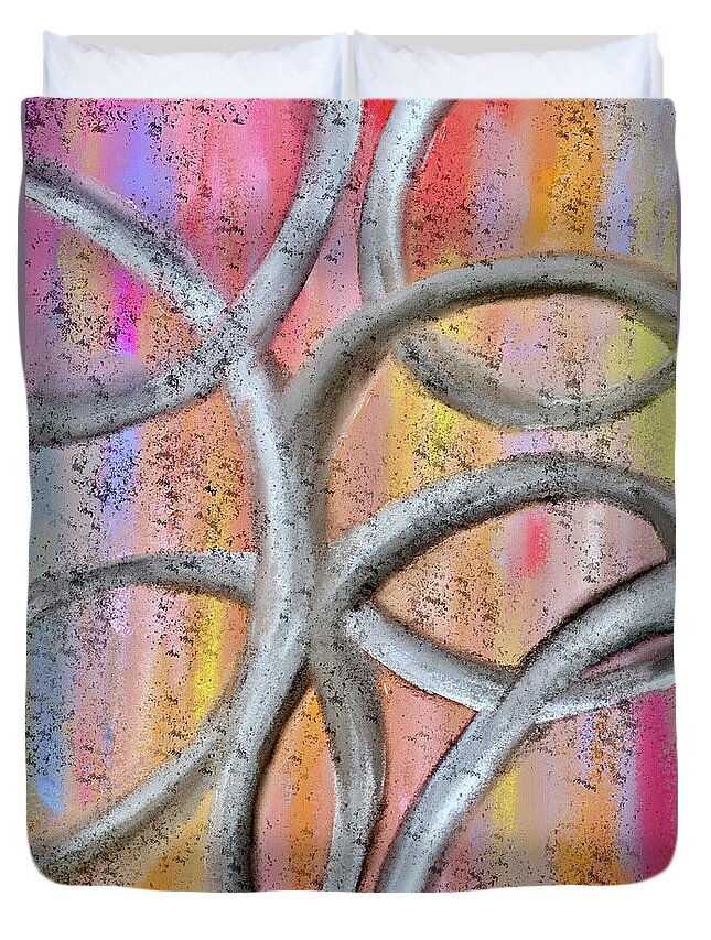 Abstract Duvet Cover featuring the digital art The Silver Cord by Laurie's Intuitive
