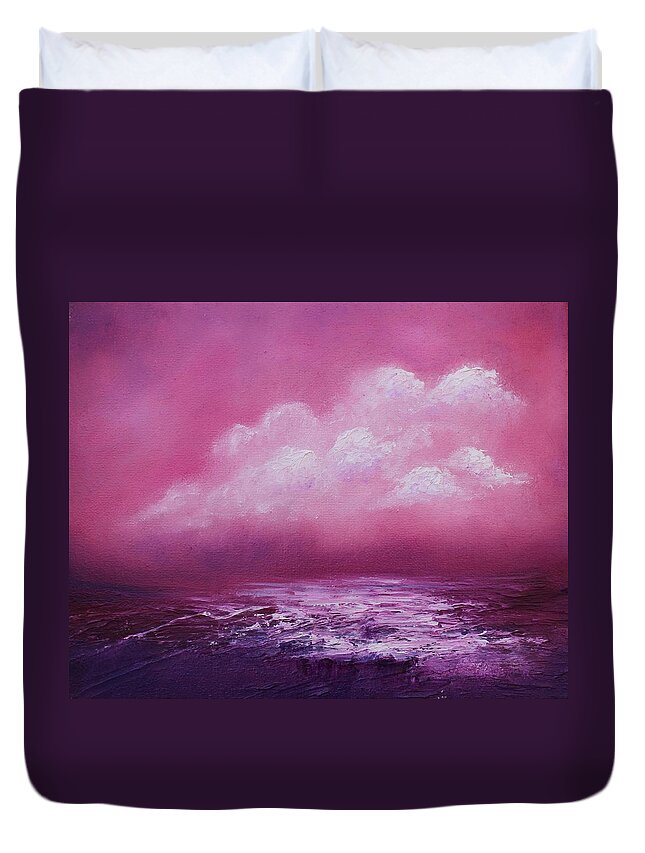 Abstract Landscape Duvet Cover featuring the painting The Sky is Pink by Archana Gautam