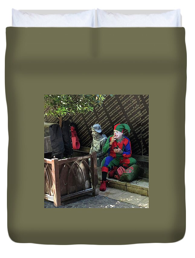 Clowns Duvet Cover featuring the photograph The Smoke by Edward Shmunes