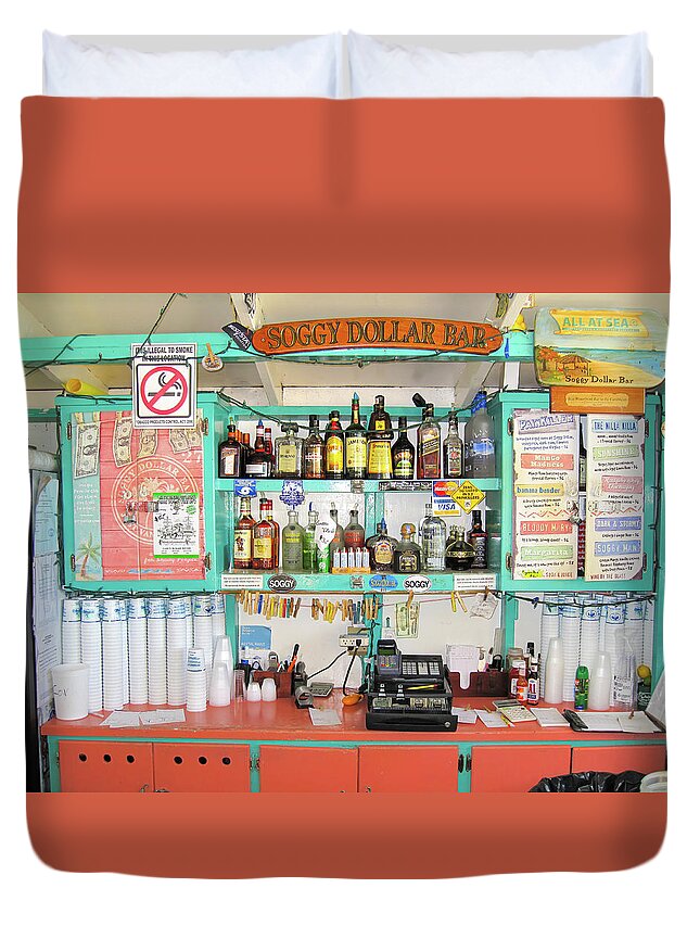 Bvi Duvet Cover featuring the photograph The Soggy Dollar Bar by Eric Glaser