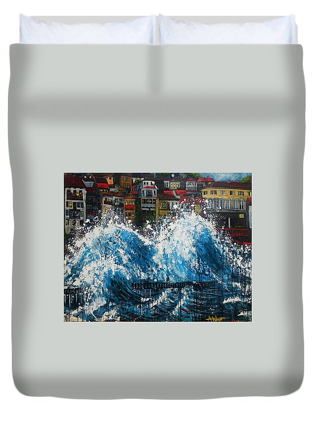 Art Duvet Cover featuring the painting The Storm- LARGE WORK by Angie Wright