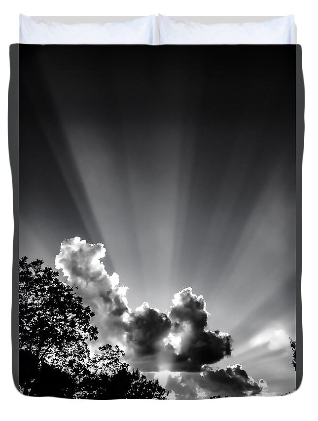Sunset Duvet Cover featuring the photograph The Sun Sets in Black and White by W Craig Photography