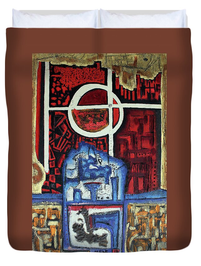 African Art Duvet Cover featuring the painting The Target Is I by Michael Nene