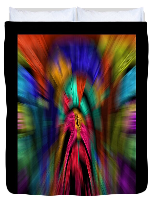 Abstract Duvet Cover featuring the digital art The Time Tunnel in Living Color - Abstract by Ronald Mills