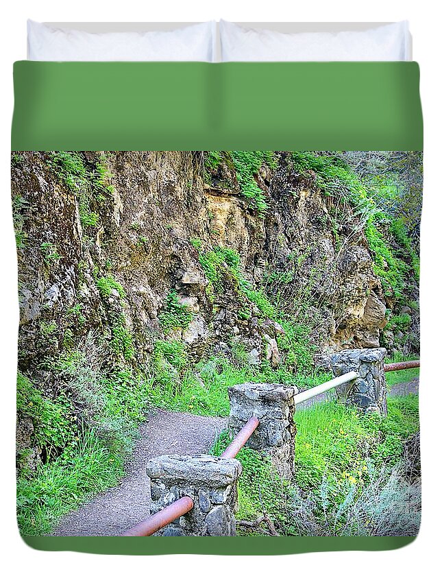 Path Duvet Cover featuring the photograph The Trail Between the Rocks and the Creek by Martha Sherman