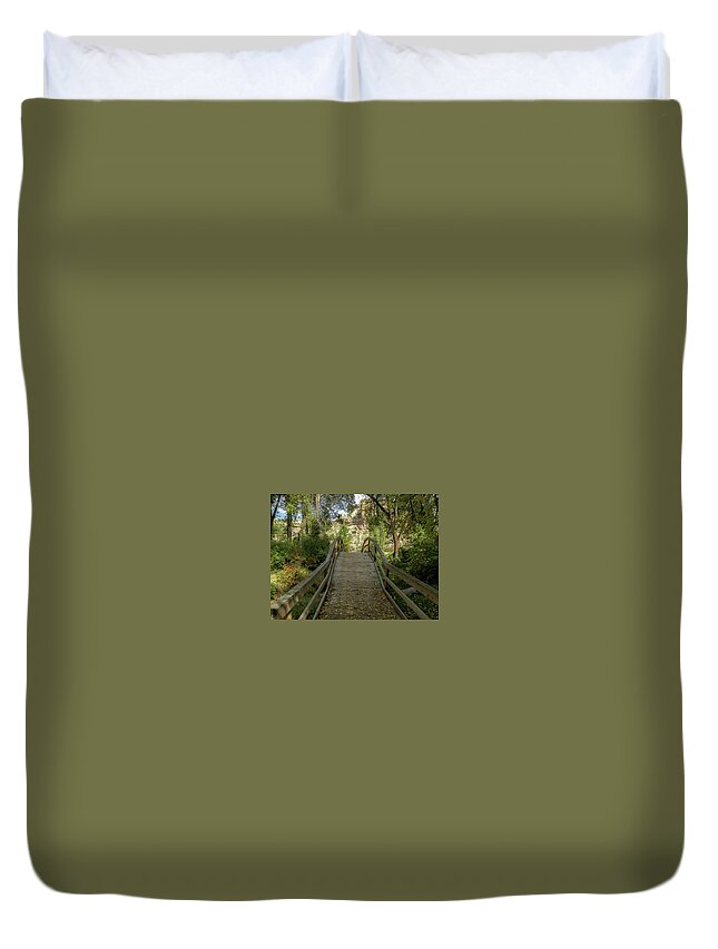 Landscape Duvet Cover featuring the photograph The Trail to Shiprock by Laura Putman