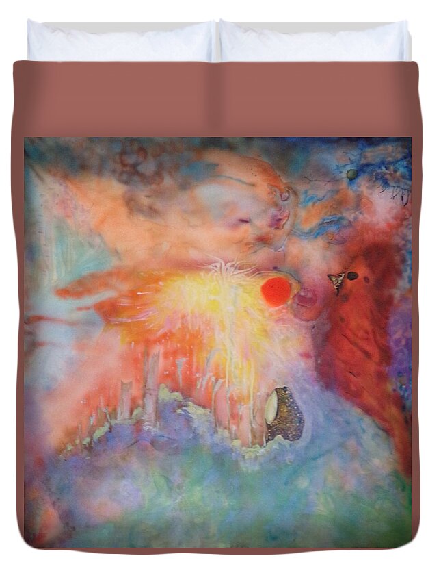 Abstract Duvet Cover featuring the painting The Transience of Life by Karen Lillard