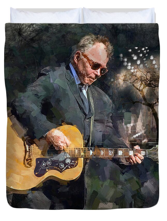 John Prine Duvet Cover featuring the mixed media The Tree of Forgiveness by Mal Bray