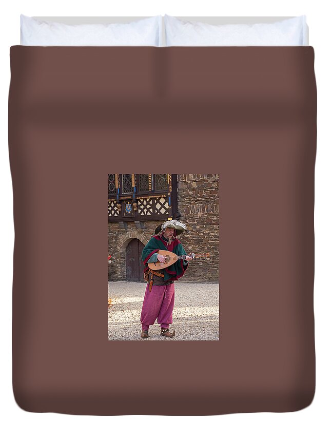 Street Musician Duvet Cover featuring the photograph The Trubador by Robert Bolla