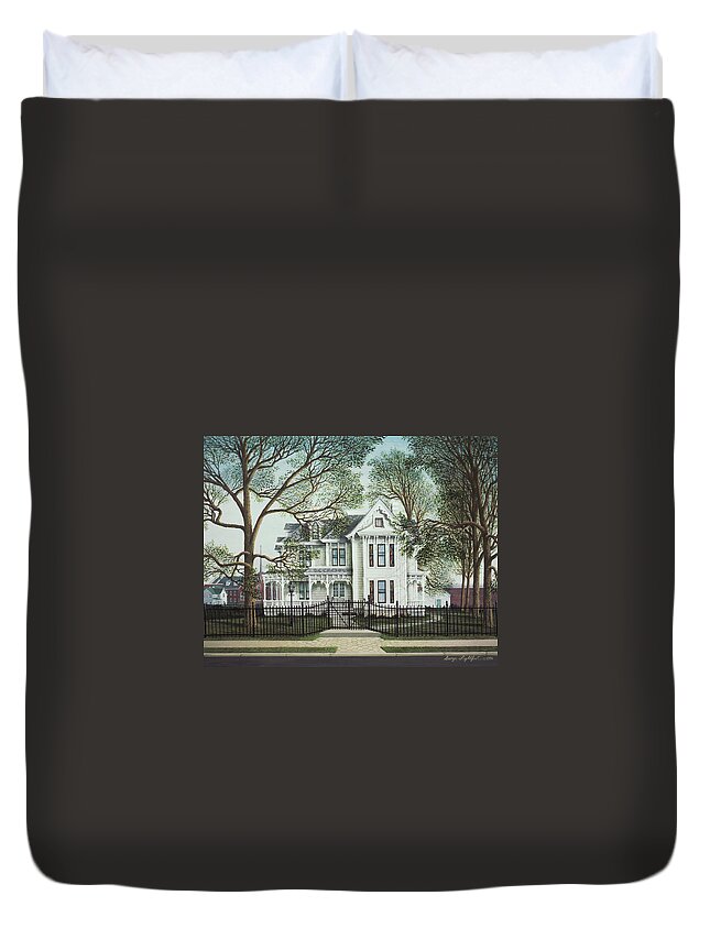 Architectural Landscape Duvet Cover featuring the painting The Truman Home by George Lightfoot