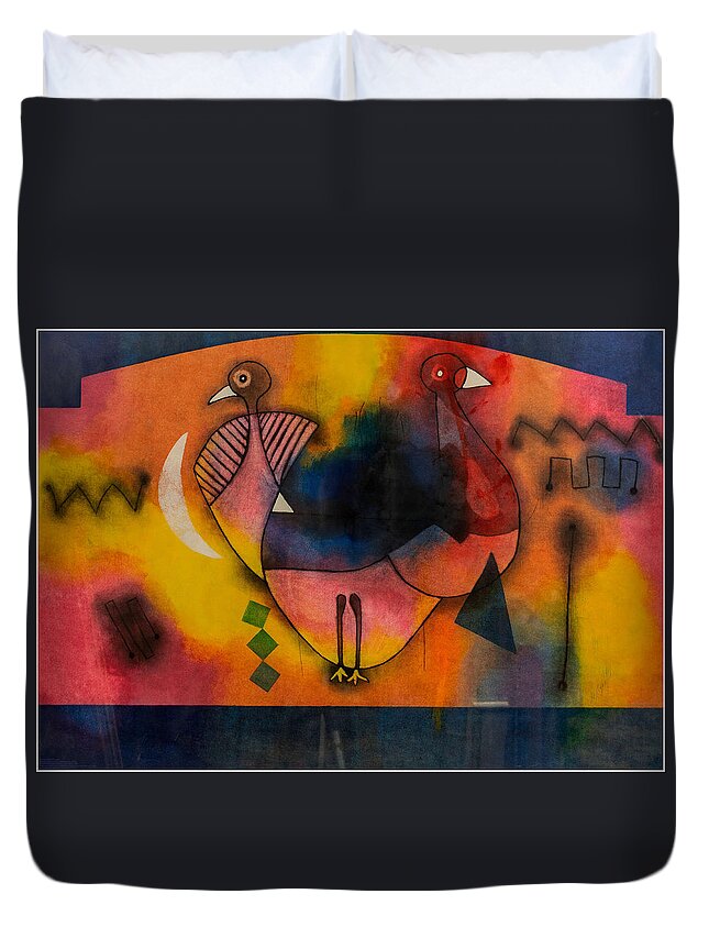 African Art. African Duvet Cover featuring the painting The Two Of Us by Winston Saoli 1950-1995