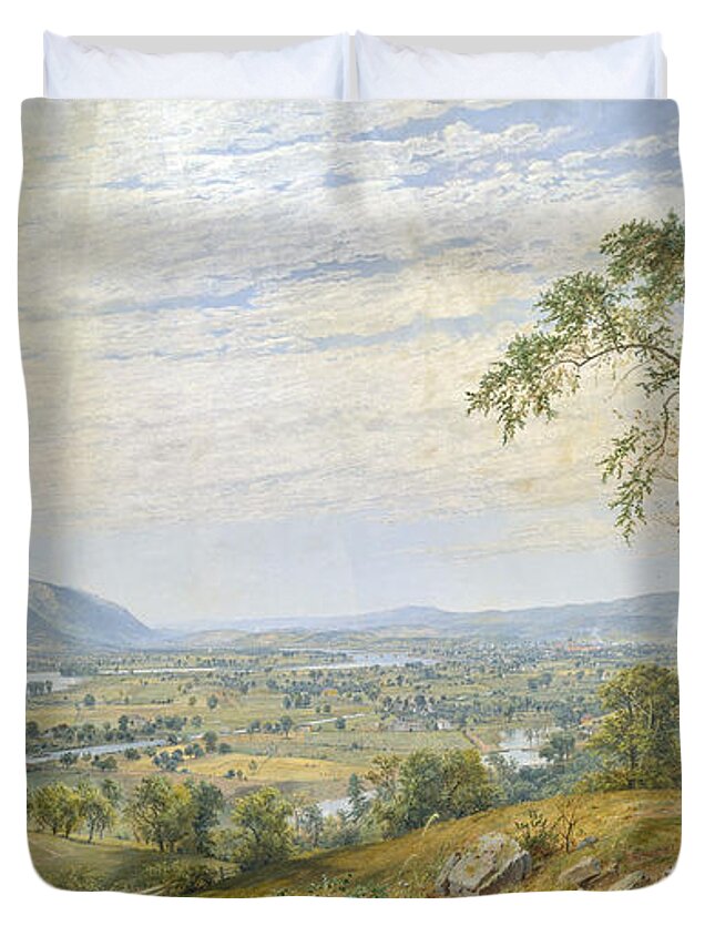 Valley Duvet Cover featuring the painting The Valley of Wyoming by Long Shot
