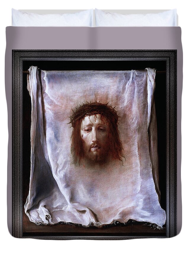 Veil Veronica Duvet Cover featuring the painting The Veil of Veronica by Domenico Fetti by Rolando Burbon