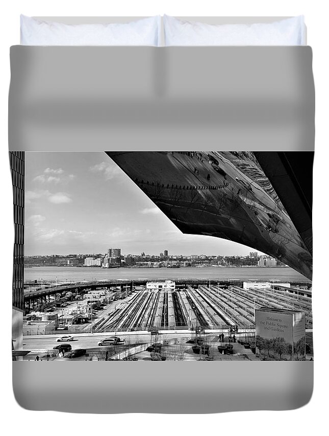 The Vessel Duvet Cover featuring the photograph The Vessel B W 7 by Rob Hans