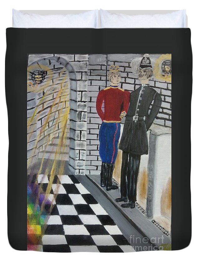 Gay Duvet Cover featuring the painting The Victorian Gay Scene by David Westwood
