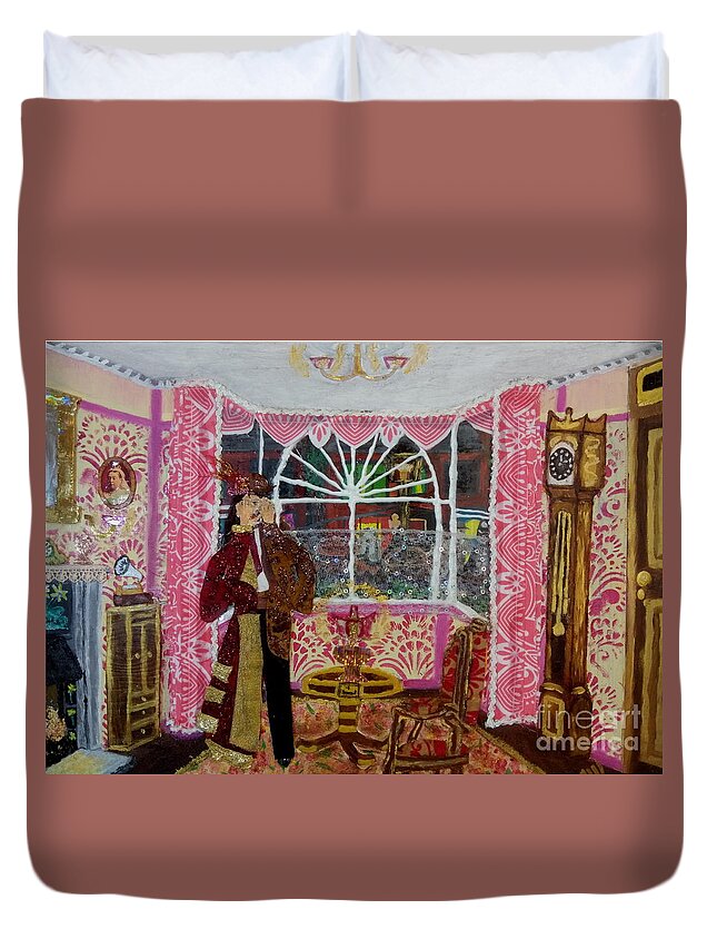 Lgbtq Duvet Cover featuring the mixed media The Victorian Victim by David Westwood