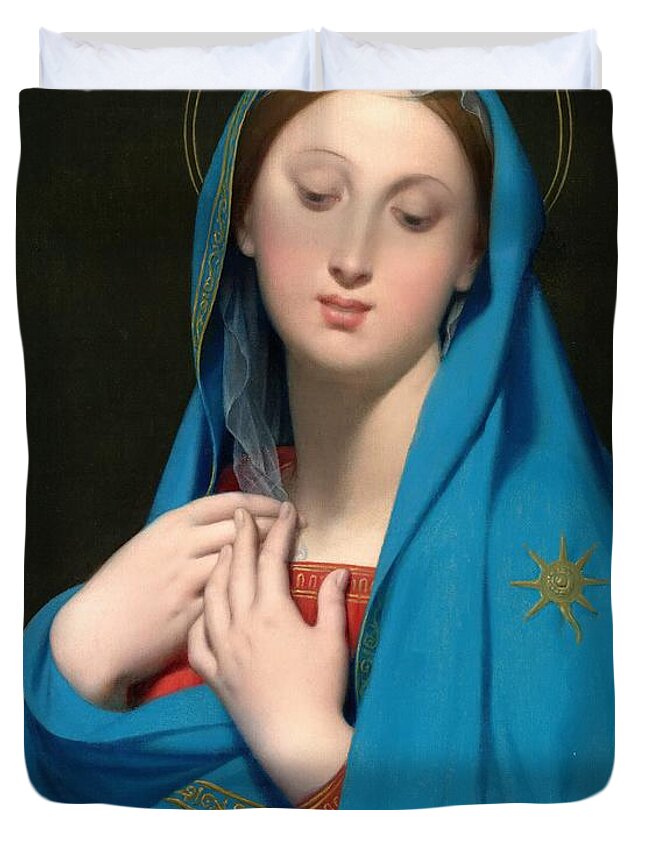 Virgin Of The Adoption Duvet Cover featuring the painting The Virgin of the Adoption by Jean-Auguste-Dominique Ingres
