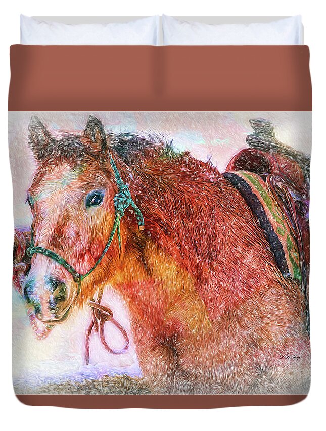 Horses Duvet Cover featuring the photograph The Waiting Game by DB Hayes