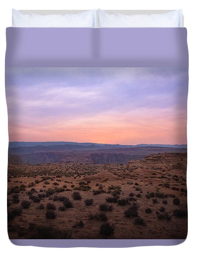 Horseshoe Bend Elevation Duvet Cover featuring the photograph The Walk To Horseshoe Bend by Rebecca Herranen